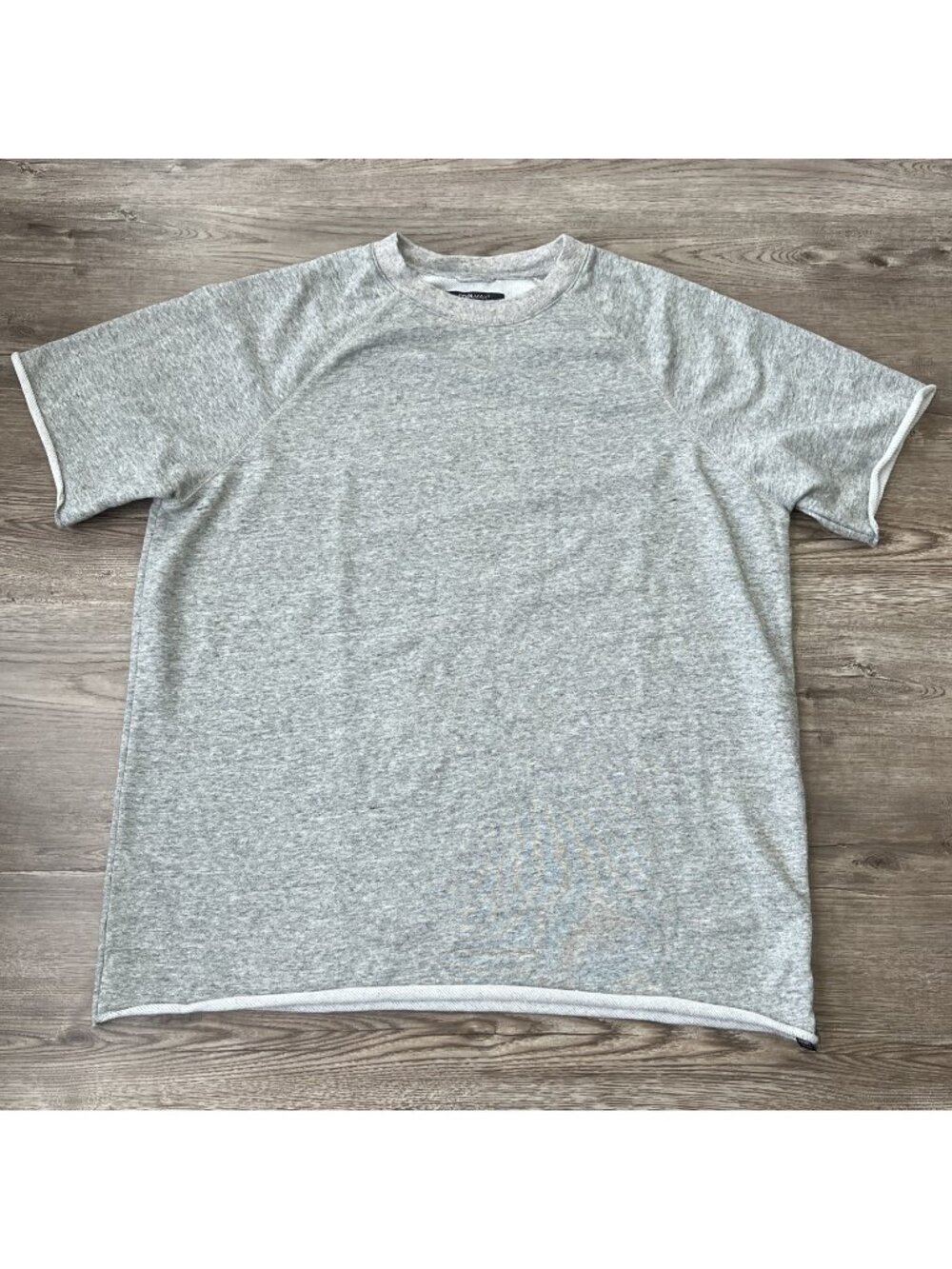 Lucky Brand Coolmax Short Sleeve Shirt Mens XL Gray Fleece Cutoff Crewneck‎